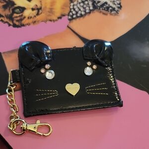Betsey Johnson Black Mouse Coin Purse with Gold Chain